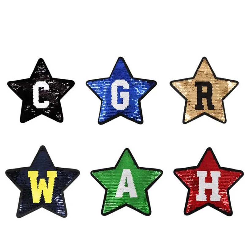 

Clothing Women Patch Reversible change color Star Letters A up and down flip sequins biker patches for clothing stranger things