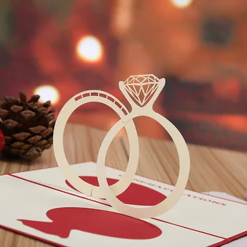 

Factory direct three-dimensional diamond ring hollow creative Valentine cards handmade wedding card can be customized