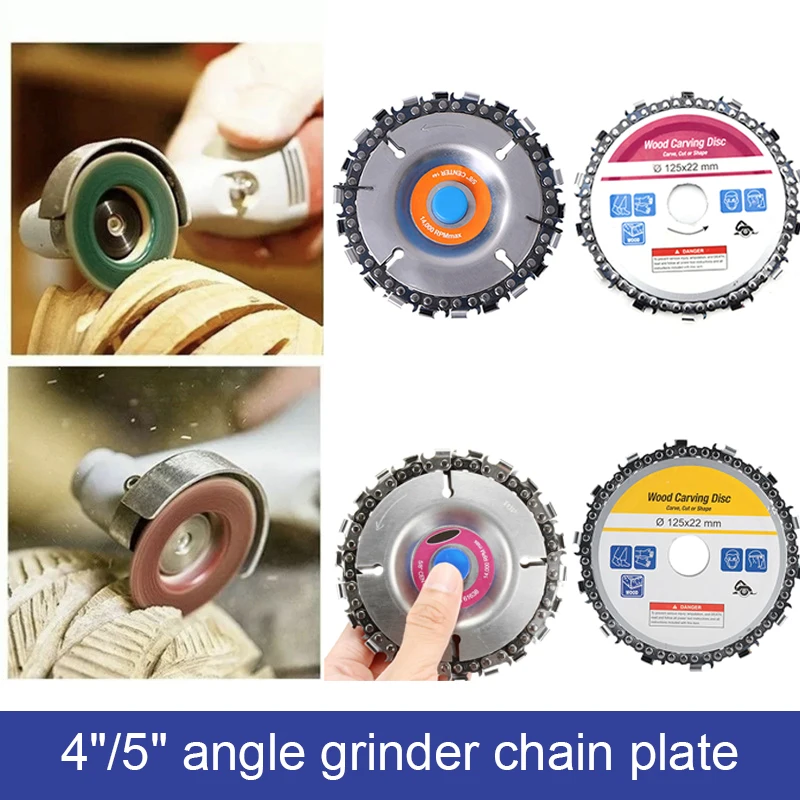 

1Pcs 16/22mm 4/5 Inches Wood Carving Disc And Chain Grinder Carving for Use With 4" Or 4-1/2",5"Angle Grinders Carving Tool