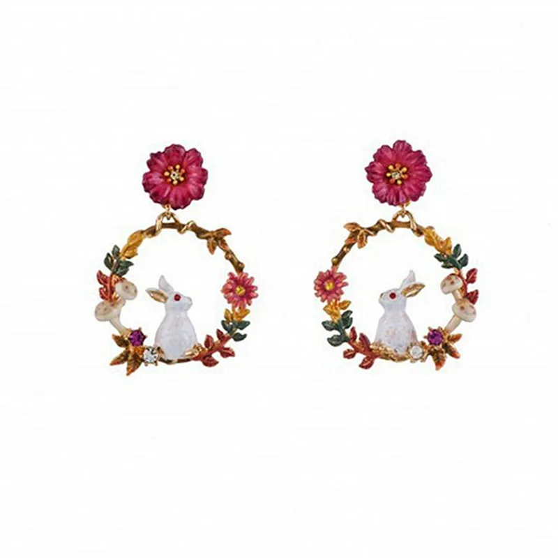 

Fashion ladies Enamel glaze mushroom lovely and sweet rabbit earrings stud earrings