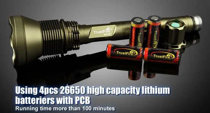 TrustFire AK-90 12x CREE XM-L T6 светодиодный 5 Режим 13000LM высокий мощный фонарь, светильник 4x26650 Батарея