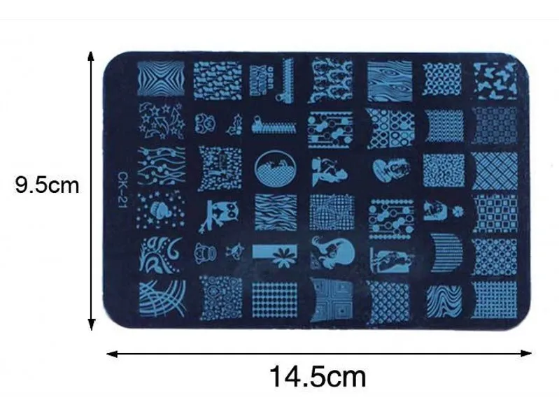 1 шт., большой размер(9,5*14,5 см), прямоугольные пластины для стемпинга, французские кончики, цветочный узор, штампованные пластины, шаблоны для стемпинга CK01-22