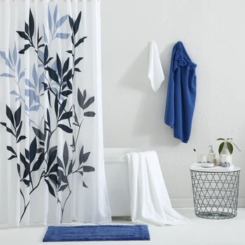 

Blue Topic Bathroom Combination Package Including Bath Skirt Towels Mat Curtain 5pcs Bathroom Accessories Set Elegent Luxury