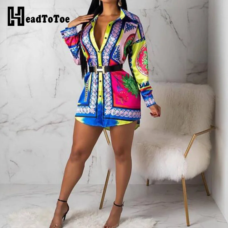 

Women Mixed Print Casual Long Shirt Female Long Sleeve Turn-down Collar Elegant Shirt Streetwear