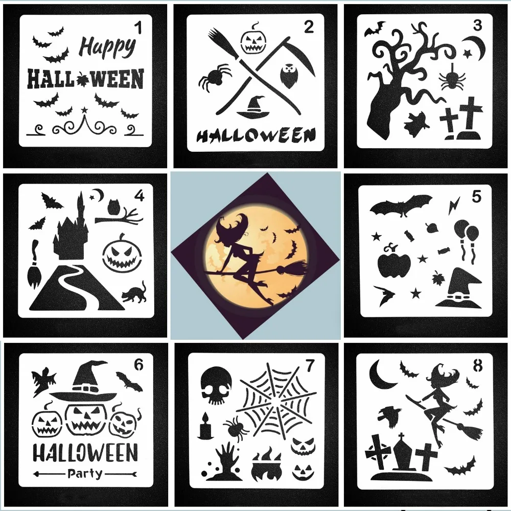 us 5 94 15 off eno greeting halloween stencil templates halloween scrapbooking kids painting stencils bullet journal in embellishments from home halloween stencils templates