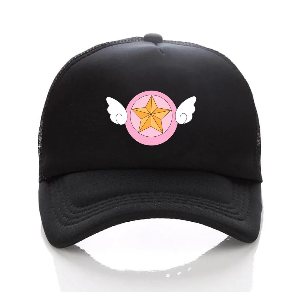 Япония Аниме Cardcaptor Sakura шляпа Женская Мужская Черная бейсбольная Кепка Snapback Регулируемая сетчатая Кепка Косплей печать Солнцезащитная шляпа