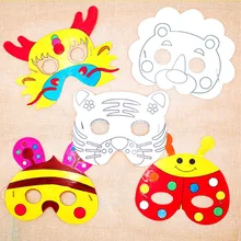 5 шт./партия мультфильм Животные маска с граффити игрушки Дети заготовка маски детский сад DIY картины с масками вечерние Decoratio игрушка ручной работы
