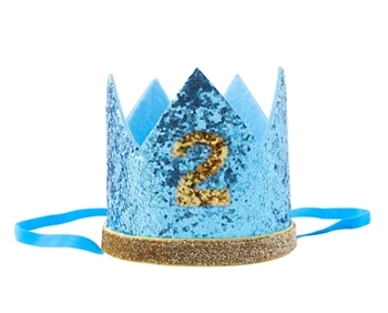 Дети первый день рождения мальчик Корона Королевский синий золотой розовый белый корона 1-й День рождения шляпа 2rd 3-й вечерние шляпа ребенок мальчик Smash торт реквизит для фотосессии - Цвет: Blue 2