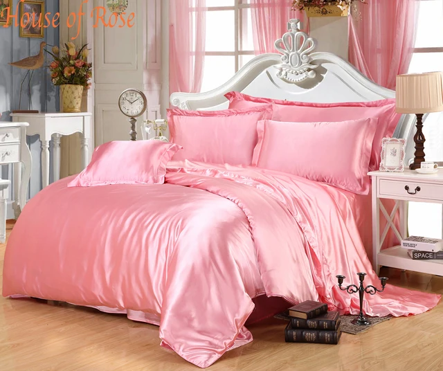 Buy Luxury Light Pink Silk Bedding Sets Chinese Silk Duvet Covers Sets Satin