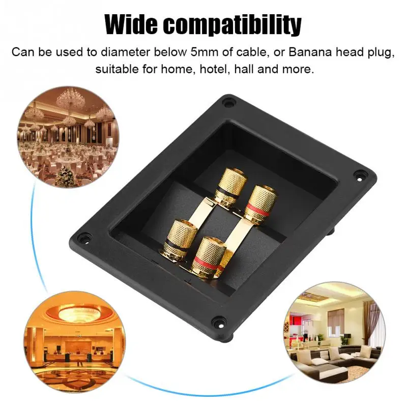 

4 Copper Binding Post Terminal Cable Connector Speaker Terminal Box Acoustic Components 3MM thicken Base Plate