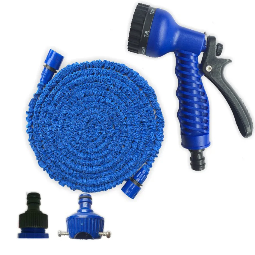 LF85001 садовый шланг расширяемый волшебный гибкий Водный шланг для мытья автомобиля с 7 с функцией распылителя Пистолет для полива 25FT to150FT - Цвет: Blue