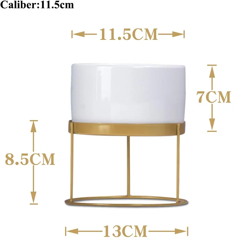 Скандинавские креативные золотистые железные художественные круглый, белый, керамический цветочный горшок для суккулентов, горшки для офиса, гостиной, рабочего стола, декоративный бонсай - Цвет: C