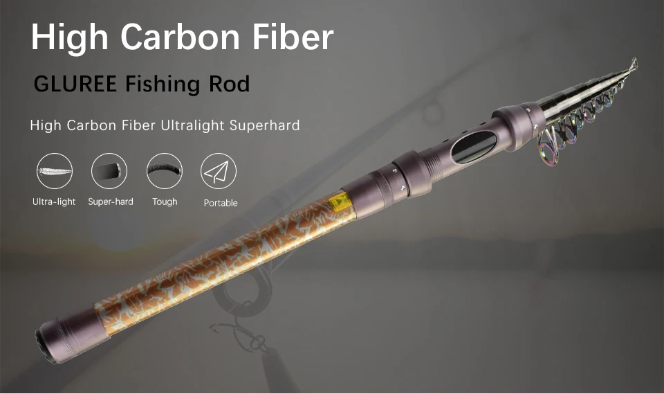 GLUREE 99% Carbon Portable Telescopic Fishing Rod Spinning Fishing Tackle 1.8 2.1 2.4 2.73.03.3 3.6M Super Hard Sea Rod  (7)
