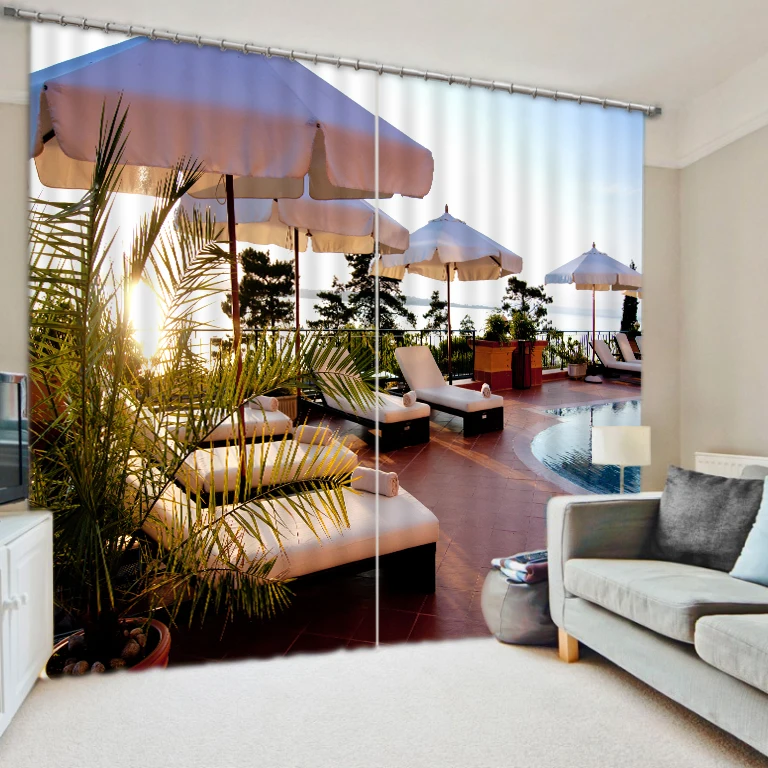

Swimming pool Things to digital printing in black silk fabric blackout curtains bedroom space expanded character customization