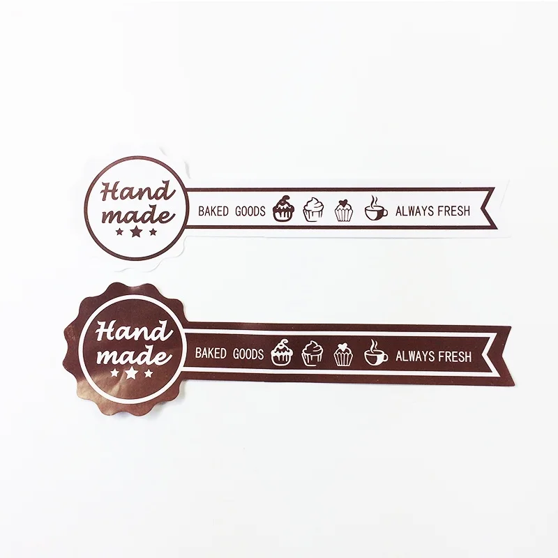 300 Pcs/lot Long Style Handmade Seal Sticker Always Fresh White&Brown
