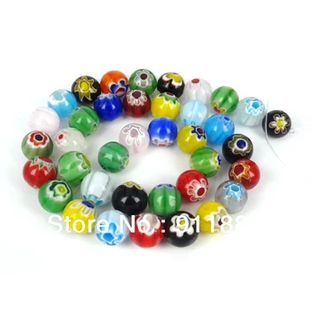 

NEW Wholesale (380pcs/lot) 10mm Handmade Millefiori Glass Beads Strands,Mixed Color,Loose Chevron Lampwork Beads,Free Shipping