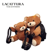 Amerika Frauen Rucksack Mode Teddybär Plüsch Rucksäcke Weiche Ted Bär Umhängetasche Rucksack Männer Pu-leder Mädchen Taschen Mochila