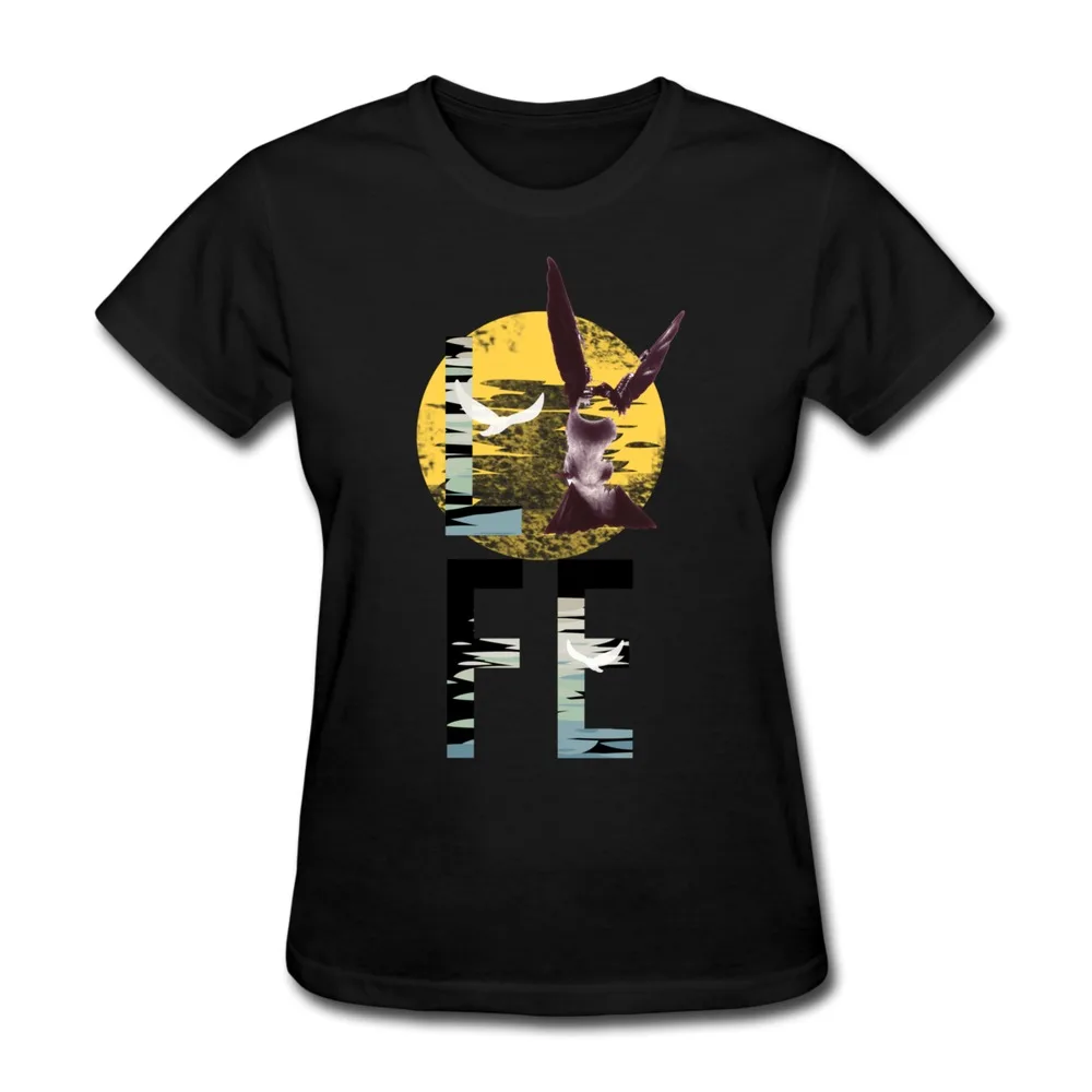 Short Sleeve Womens T Shirt LIFE by Aquamarine Printed Cool Quotes Women Shirts Best Sell | Женская одежда