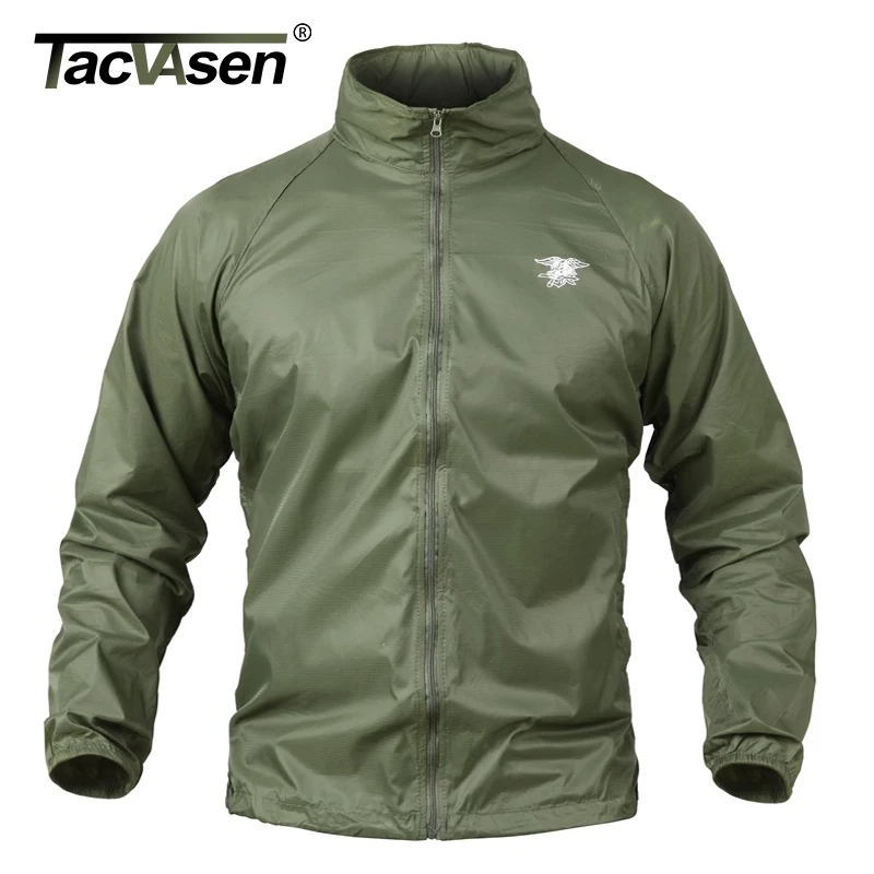 

TACVASEN Men Waterproof Tactical Jacket Summer Breathable Thin Raincoat Military Thin Windbreaker Army Skin Jacket TD-YCXL-044