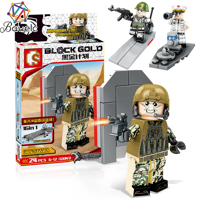 

Military Swat Team City Police Armed Assault Army soldiers With Weapons Guns Compatible Legoed Figures WW2 Building Blocks Toy