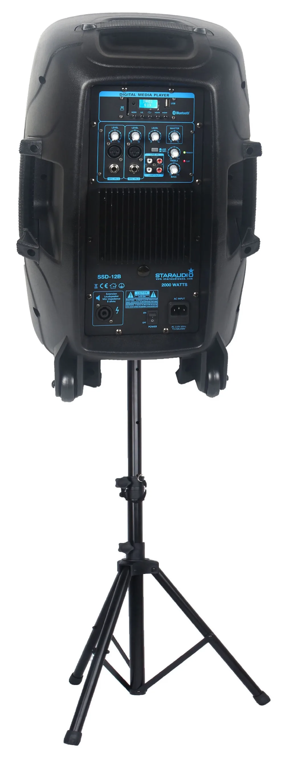 12inch 2000w pa dj disco party stage night clubs bar powered audio speakers with cable speaker stands