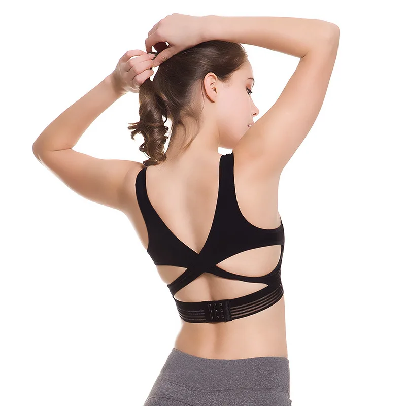 

Women's Sports Bra Push Up Cross Back High Impact Workout Bras Female Back Hooks and Eye Closure Yoga Running Bra Gym Activewear