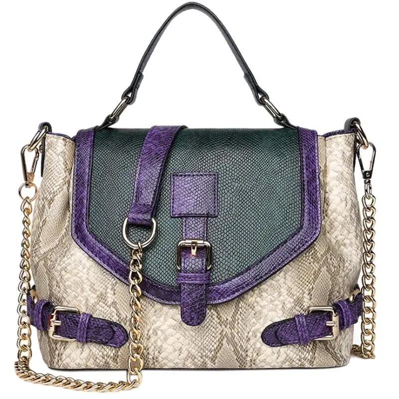 

Fashion Multicolor Women Handbags Serpentine Large Tote Pu Leather Tote Bags Single Shoulder Bags For Female