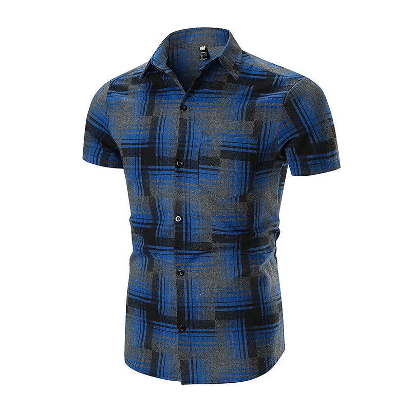 Новая рубашка Для мужчин короткий рукав бренд 2018 Лидер продаж Для мужчин с полосой платье в клетку рубашки Гавайский Camisa социальной Masculina XXL