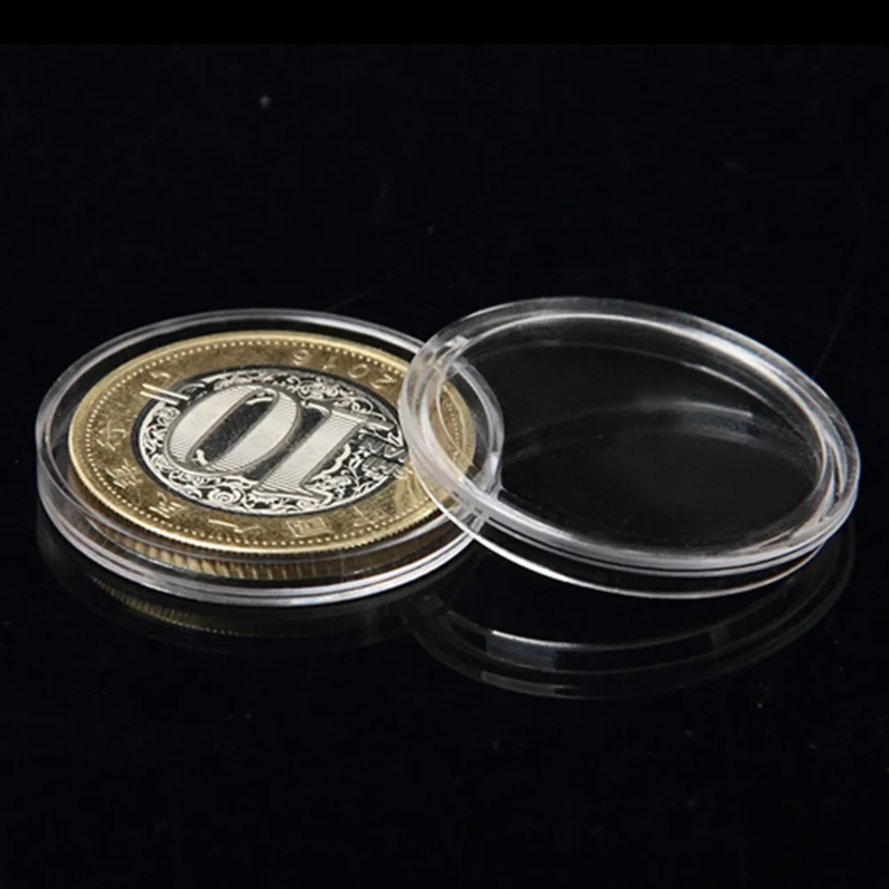 

10Pcs 27mm Portable Coins Collect Containers Boxes Transparent Plastic Round Coin Capsules Holders Collecting Storage Wholesale