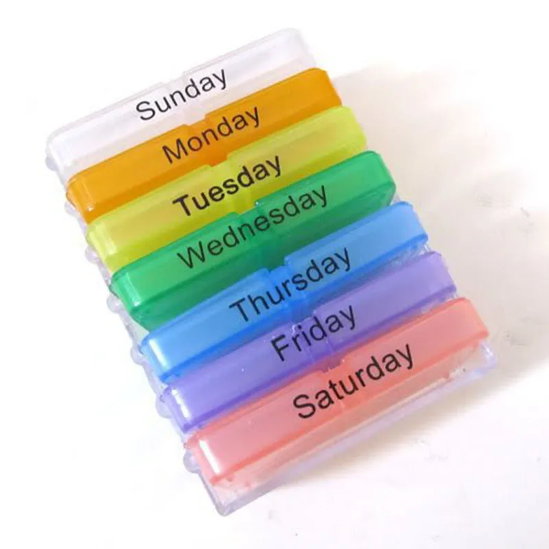 

Cute Mini Storage Box Macaron Candy-Colored Jewelry Gift Bag Storage English Color Small Kit Portable a Week Seal Kit 7/layer Fo