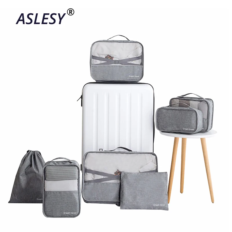 

Travel Suitcase Organizer Clothes 7Pcs Underwear Shoes Sorting Bag Folding Cosmetics Makeup Pouch Cube Tote Luggage Accessories