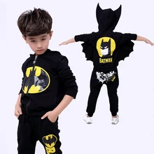 Комплекты одежды для маленьких мальчиков с Бэтменом спортивный костюм на молнии с капюшоном для мальчиков, куртка с героями мультфильмов, пальто, штаны маскарадные костюмы Бэтмена, комплект детской одежды