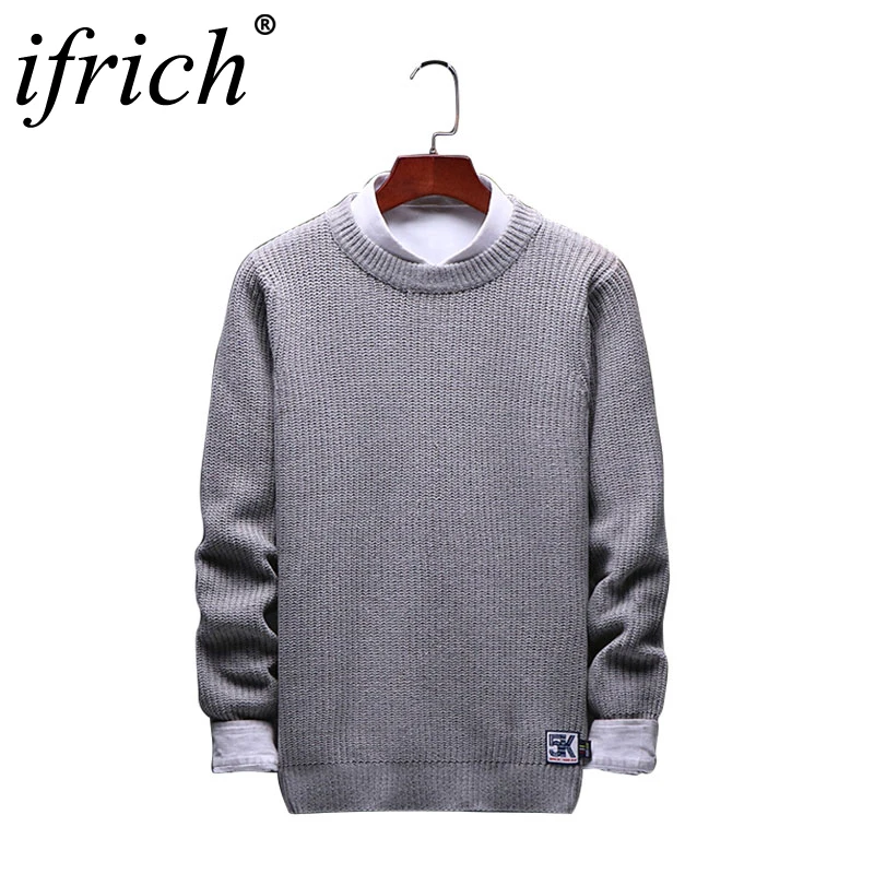 

Men Sweater 2018 New Style Fashion Round Neck Slim Fit Knitting Mens Sweaters Pullover Fashion Black Sweater Male Korean Clothes