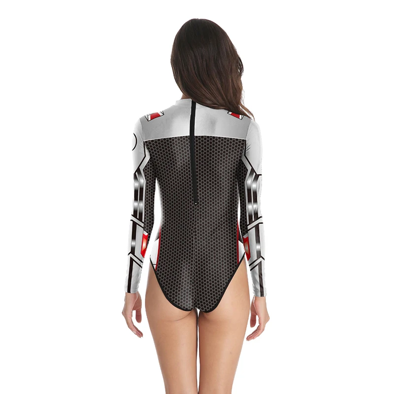 Avengers Endgame Advanced Tech Cosplay Costume Quantum Realm One Piece Swimsuit Long Sleeve Women Surf Swimwear Swimming Suit