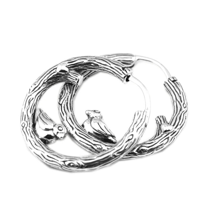 

Authentic 925 Sterling Silver Spring Bird Hoop Earrings For Women Original Jewelry Making Fashion Anniversary Gift
