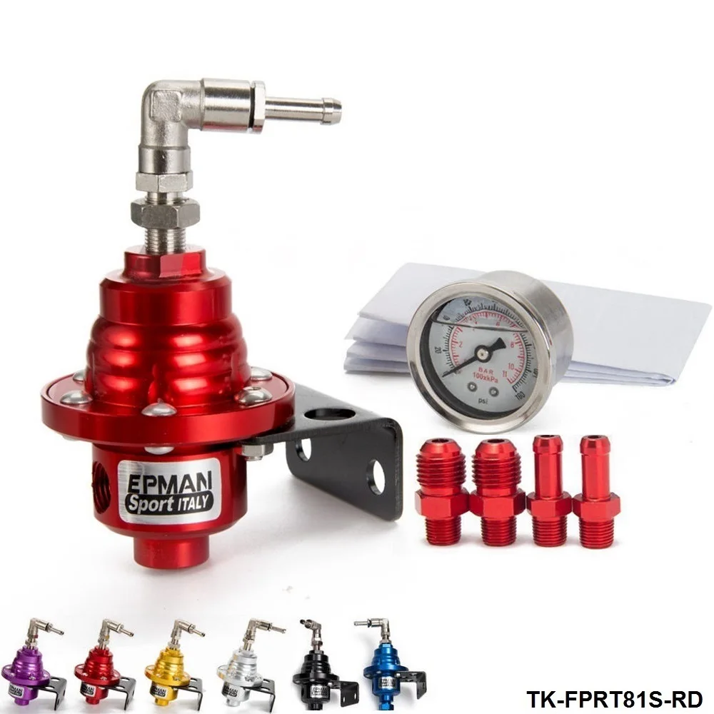 Adjustable Superior Fuel Pressure Regulator With Filled Oil Gauge Aluminum Blue