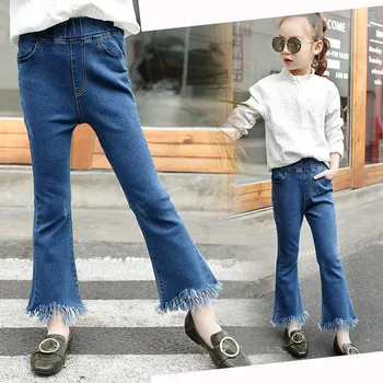 

Girls Jeans 2020 Teenager Girls Denim Pants Slim Skinny Kids Wide Leg Cotton Casual Children Girls Jeans 4 5 7 9 11 13 Year Old