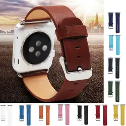 Хохлатая натуральная кожа наручные часы ремешок для Apple Watch группа 42 мм 38 мм с адаптером