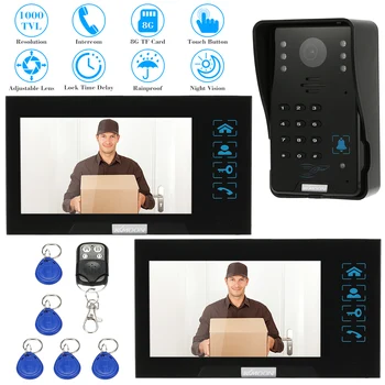 

KKmoon Home 7 inch TFT LCD Monitor Color Video Door Phone Intercom System IR Outdoor Rainproof 1000TVL HD Camera Doorphone