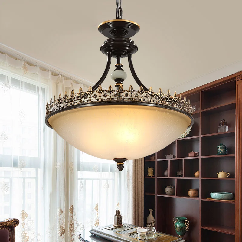 American retro glass single head chandelier living room corridor