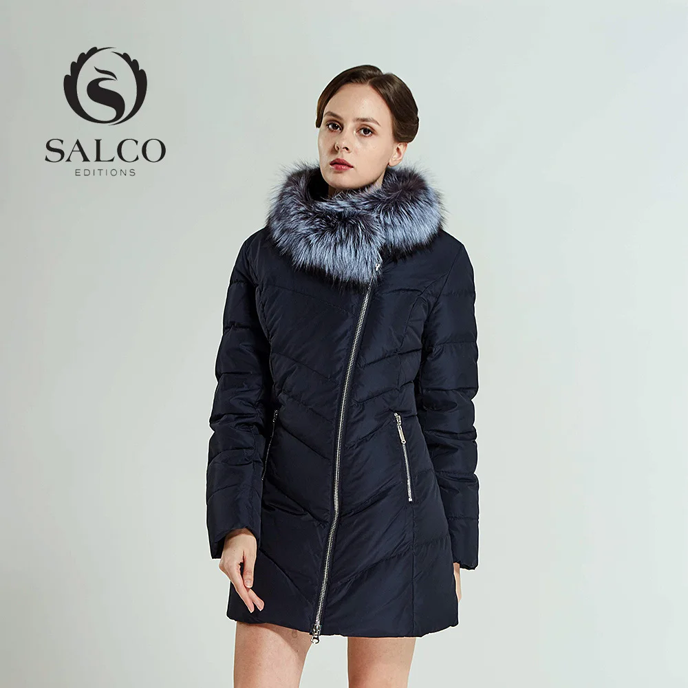 SALCO в 2017 году новая женская одежда чтобы согреться длинные леди мобильный silver fox