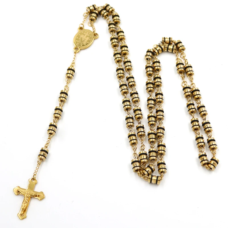 Christian Stainless steel Ball Virgin Mary Rosary Necklaces Bead Chain