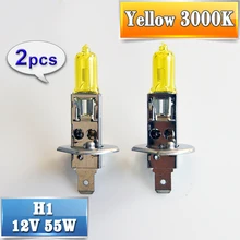 Sinovcle 2 peças (1 par) lâmpada de halogêneo 12v 55w h1, luz amarela 3000k, farol de carro de quartzo, luz automática de xenon, lâmpada para nevoeiro