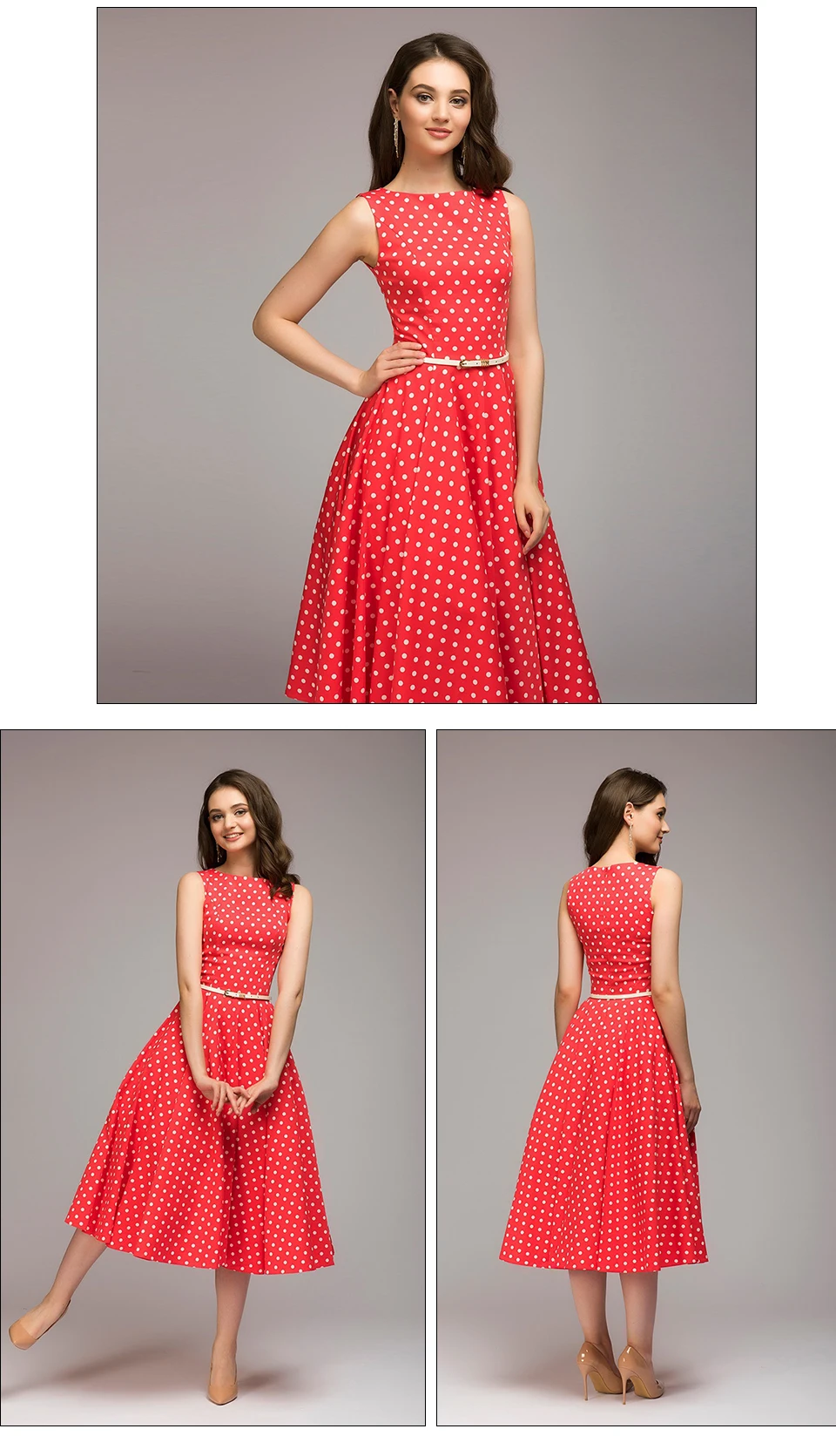 Vintage dress 2018 Summer New sleeveless O-neck vestidos Women elegant thin dot printing Mid-Calf casual dress Female