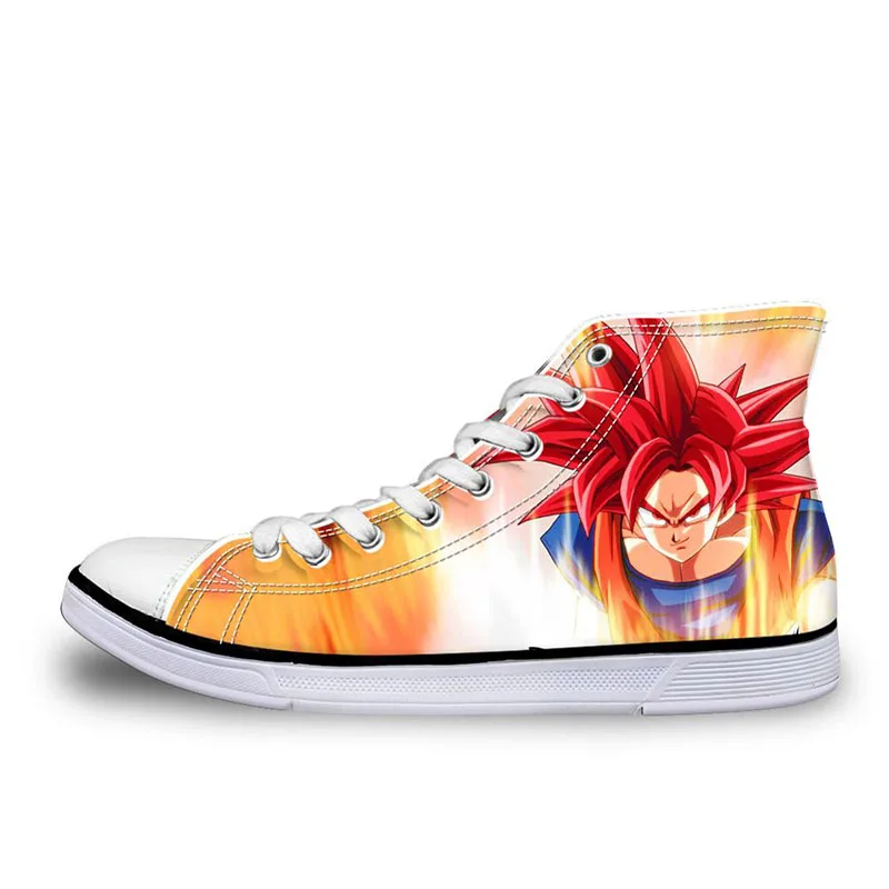 THIKIN мужские кроссовки на заказ Супер Saiyan Son Goku модные аниме Dragon Ball Z печати повседневные на шнуровке плоские высокие холщовые туфли - Цвет: CDHJ1018AK