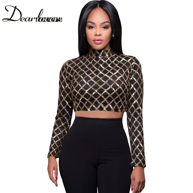 black and gold sequin crop top