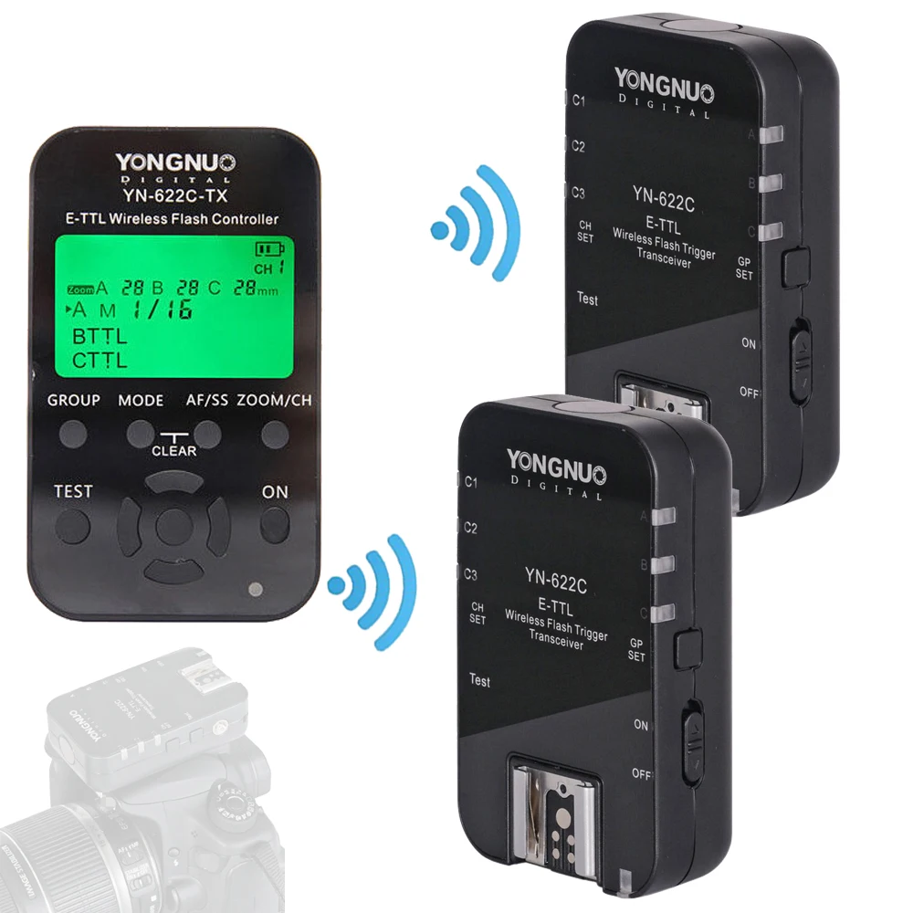 

YONGNUO YN622 YN622C YN622C-KIT TTL Flash Trigger Set Transmitter x1+2x Receivers Transceivers For All Canon DSLR Cameras
