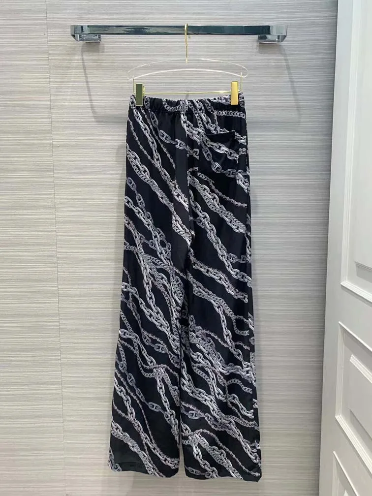 

High quality women's casual loose pants 2019 Spring summer fashion Chain print pants A420