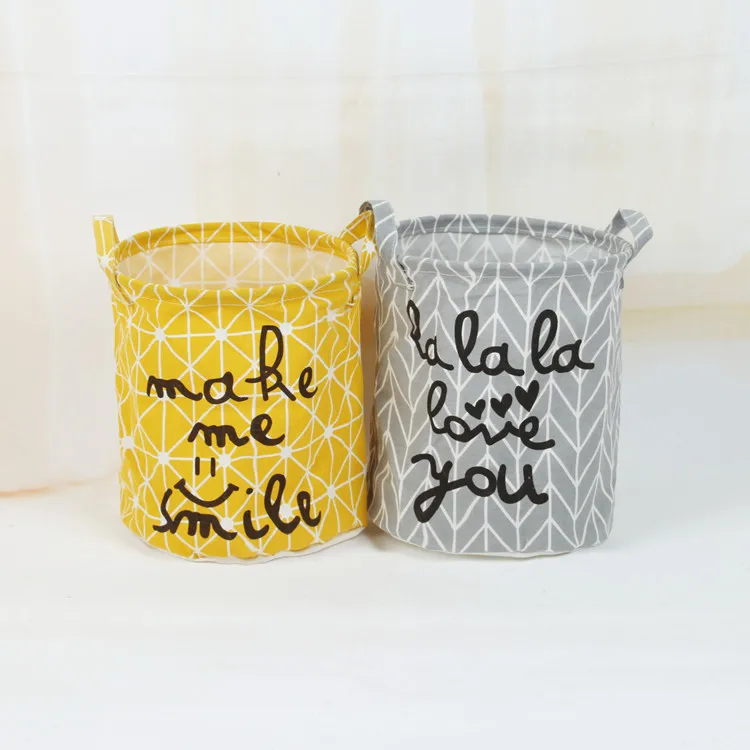 

1PC Clothes Toys Cotton Storage Box Home Decor Cotton Linen Dirty Laundry Clothing Basket Barrels Multi Styles OK 0544