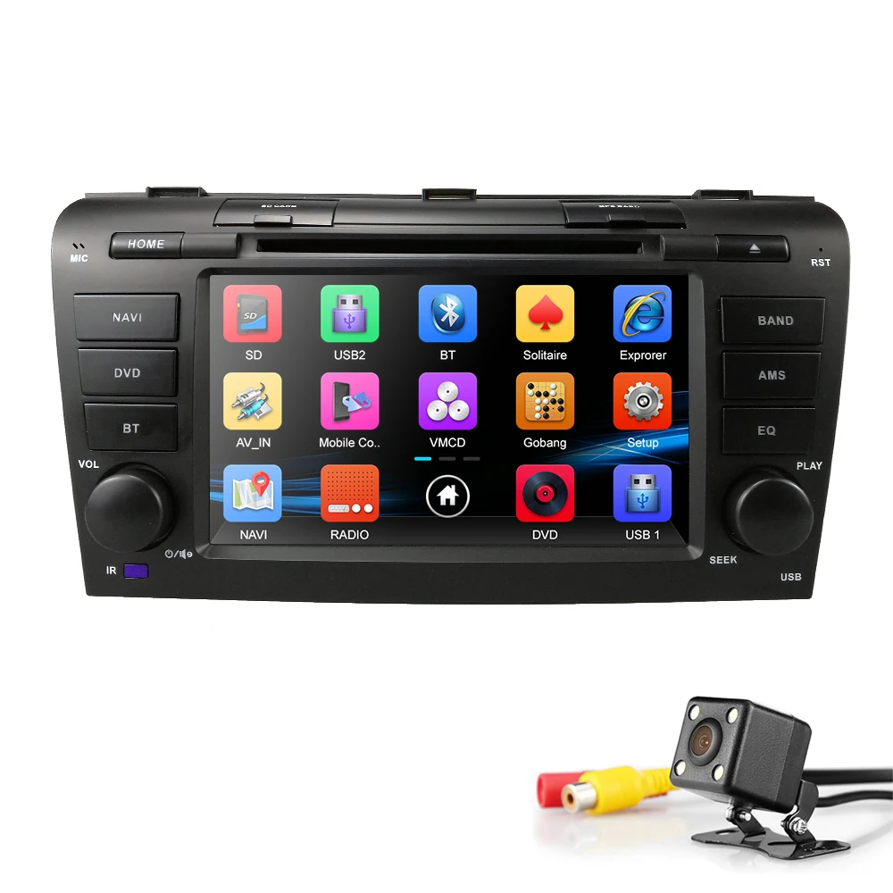 Perfect Wince 6.0 Car DVD Player Fit Mazda 3 GPS Navigation 2Din Steering Wheel 800*480 SD Radio Bluetooth TV DAB+BOX DVB-T Rearview CAM 2